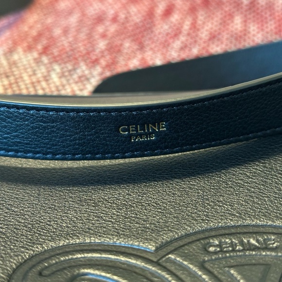 CELINE HELOISE BAG CUIR TRIOMPHE IN SUPPLE CALFSKIN BLACK HOBO MEDIUM - Picture 4 of 12